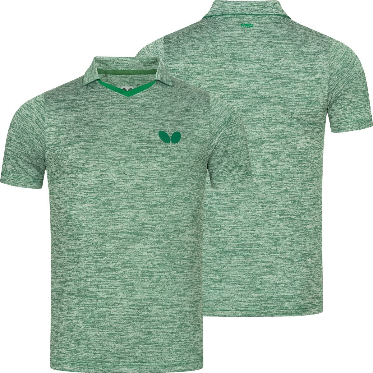 Butterfly Izumo Shirt: Front & Back View of the Green Shirt
